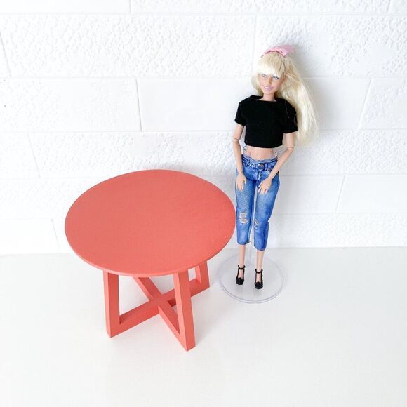 Miniature Barbie Bistro Table 4  MCM Striped Chairs Dollhouse Furniture - Picture 3 of 12